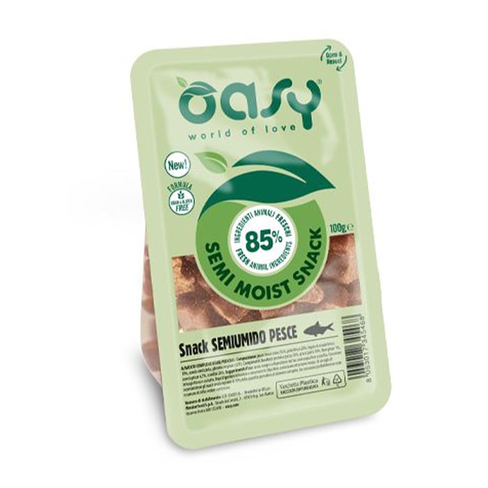 Уцінка! Ласощі для собак Oasy Semi Moist Snack з рибою, 100 г
